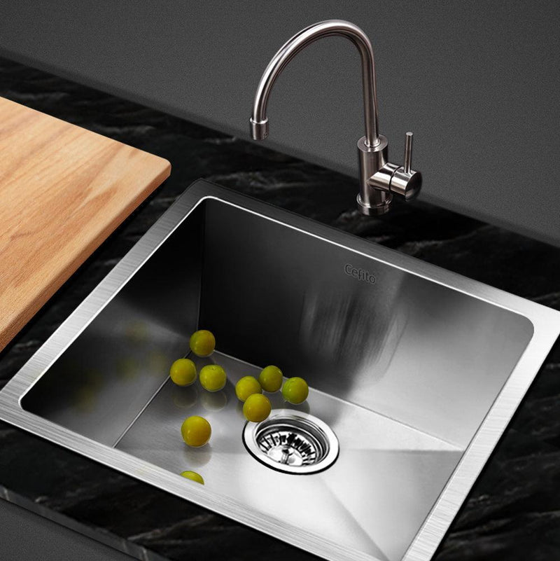 Cefito 44cm x 44cm Stainless Steel Kitchen Sink Under/Top/Flush Mount Silver - John Cootes