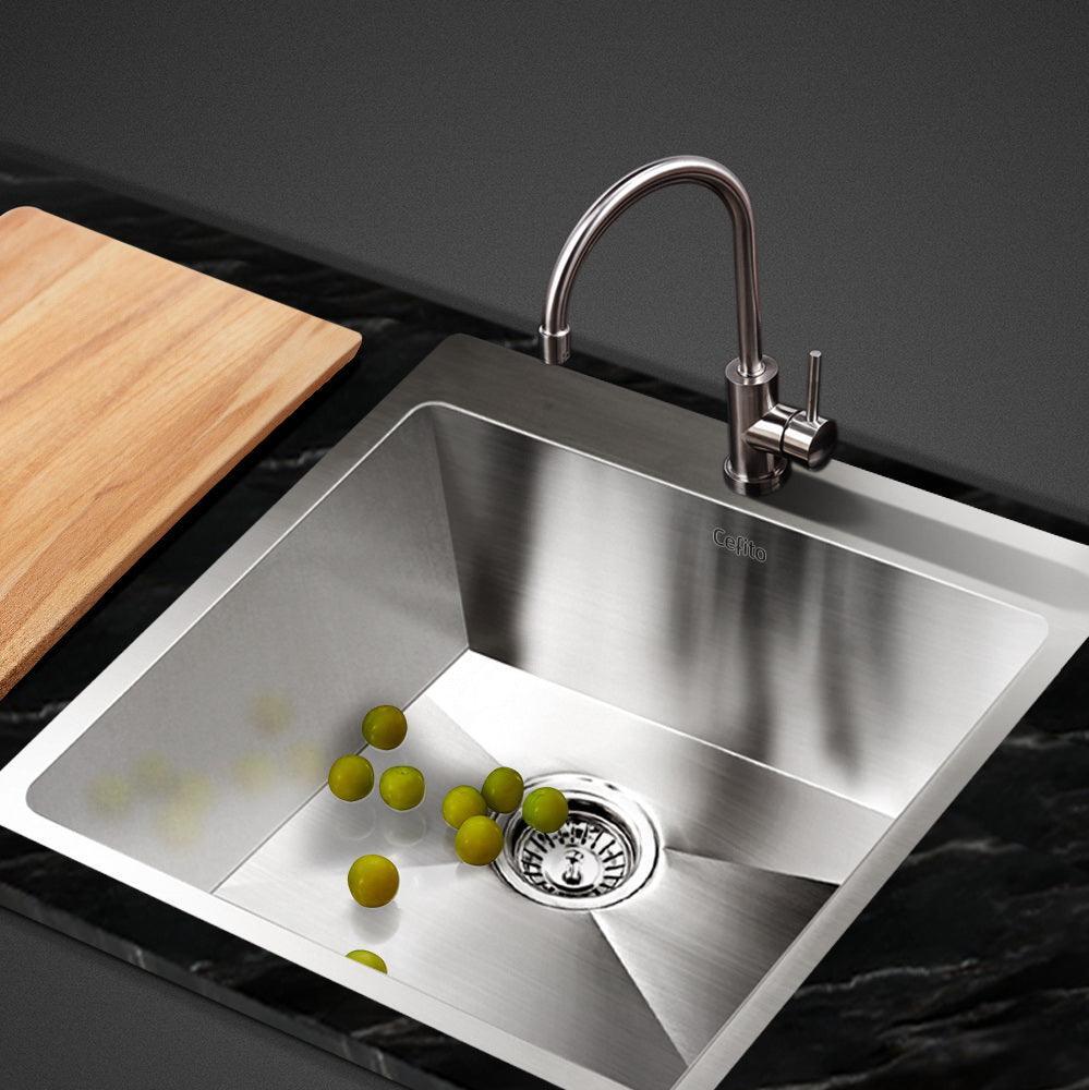 Cefito 53cm x 50cm Stainless Steel Kitchen Sink Under/Top/Flush Mount Silver - John Cootes