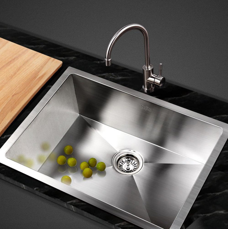 Cefito 60cm x 45cm Stainless Steel Kitchen Sink Under/Top/Flush Mount Silver - John Cootes