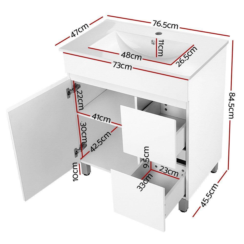 Cefito 750mm Bathroom Vanity Cabinet Unit Wash Basin Sink Storage Freestanding White - John Cootes