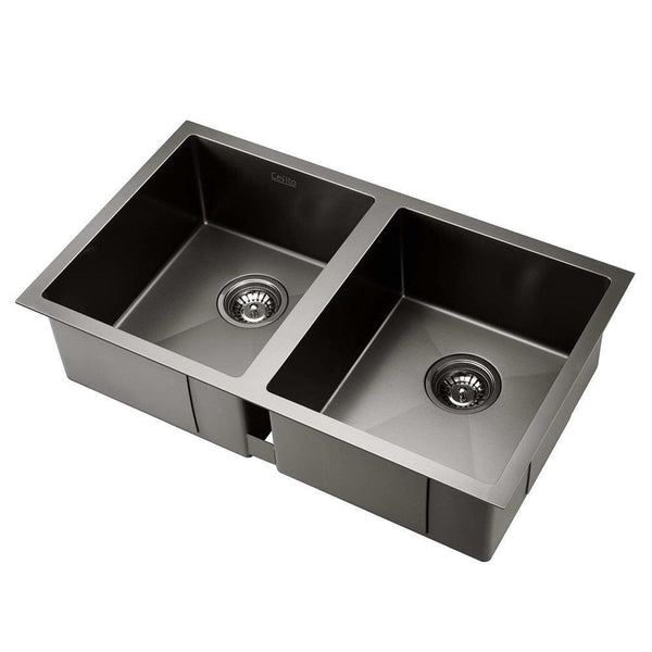Cefito 77cm x 45cm Stainless Steel Kitchen Sink Under/Top/Flush Mount Black - John Cootes
