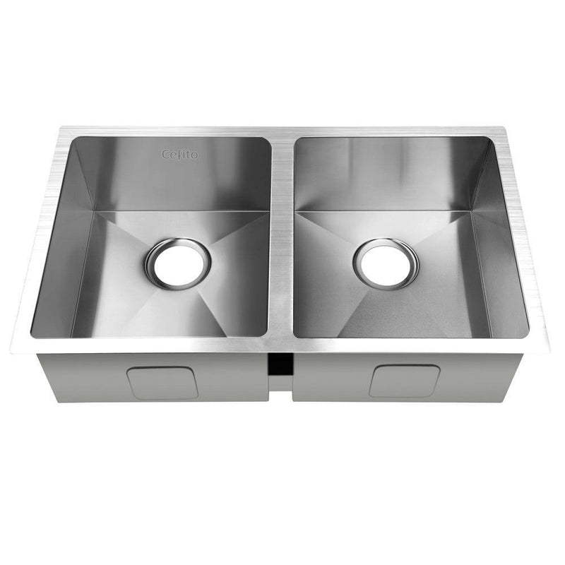 Cefito 77cm x 45cm Stainless Steel Kitchen Sink Under/Top/Flush Mount Silver - John Cootes