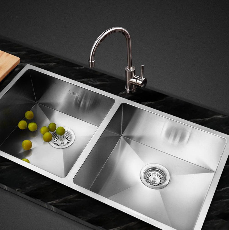 Cefito 86.5cm x 44cm Stainless Steel Kitchen Sink Under/Top/Flush Mount Silver - John Cootes