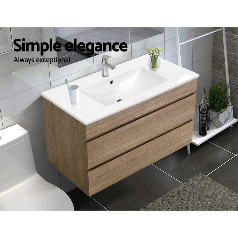 Cefito 900mm Bathroom Vanity Cabinet - Oak White - John Cootes