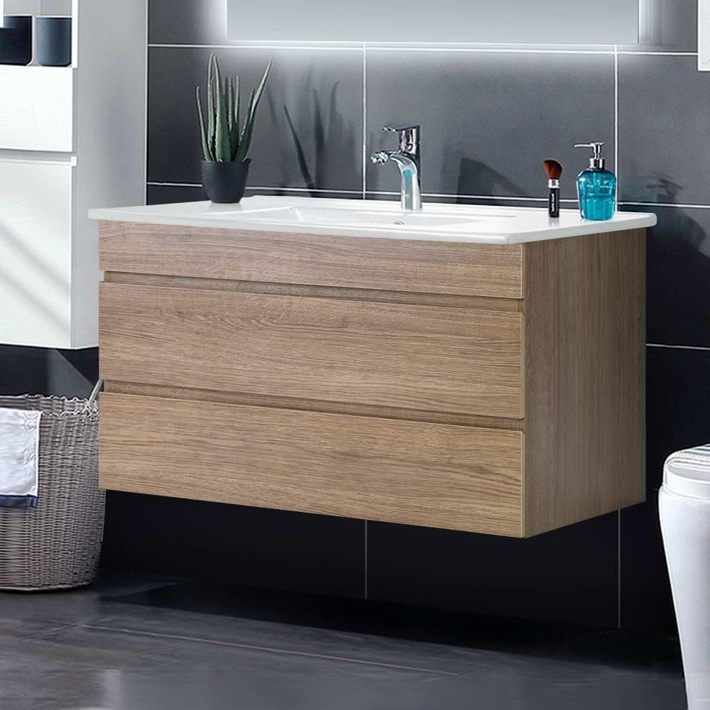 Cefito 900mm Bathroom Vanity Cabinet - Oak White - John Cootes