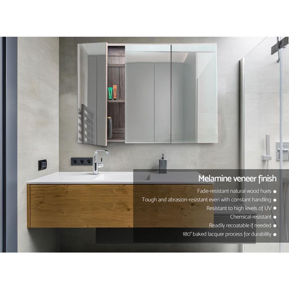 Cefito Bathroom Mirror Cabinet 900mm x720mm - Natural - John Cootes