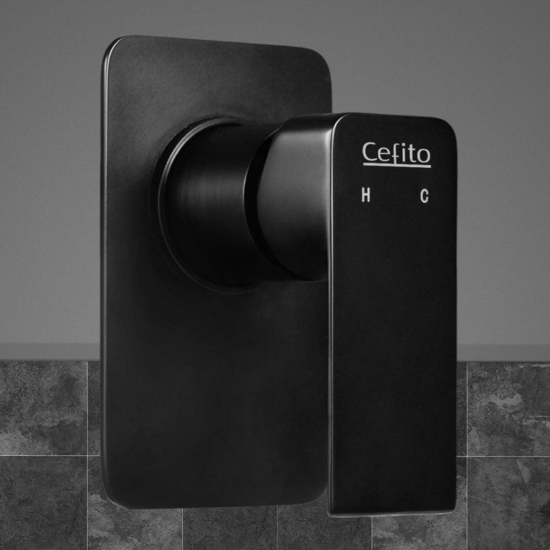 Cefito Bathroom Mixer Tap Faucet Rain Shower head Set Hot And Cold Diverter DIY Black - John Cootes