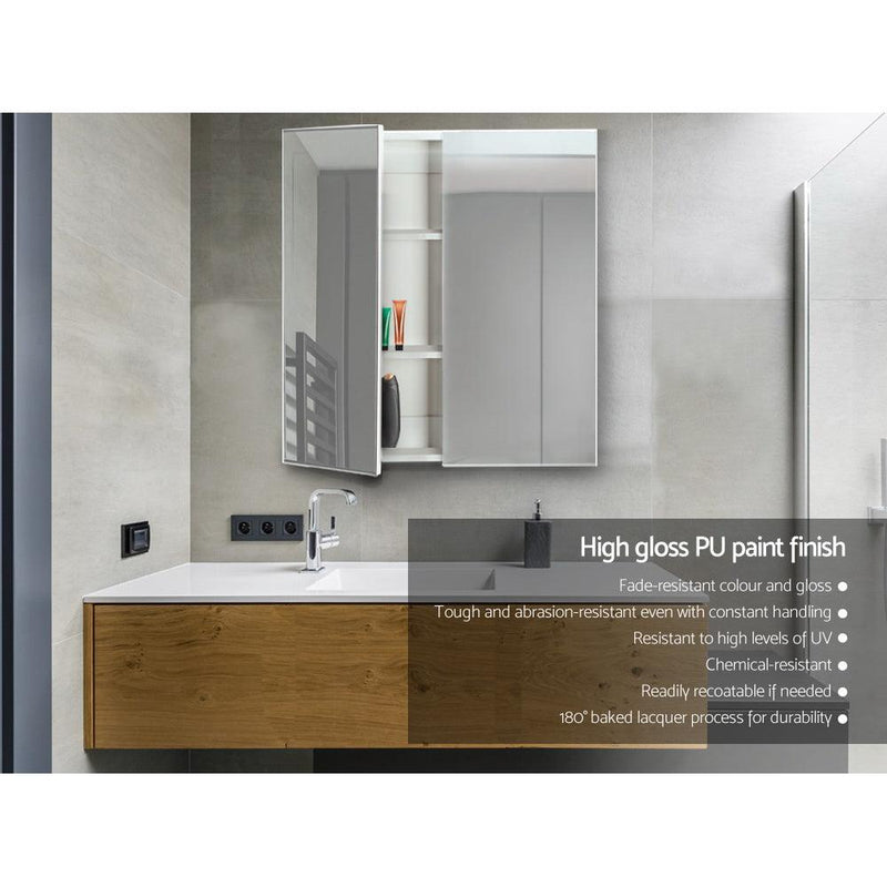 Cefito Bathroom Vanity Mirror with Storage Cabinet - White - John Cootes
