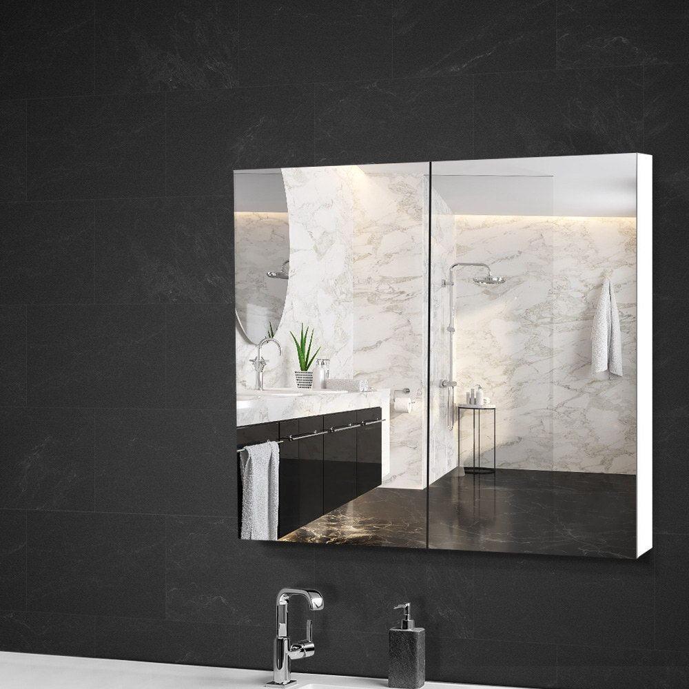 Cefito Bathroom Vanity Mirror with Storage Cabinet - White - John Cootes