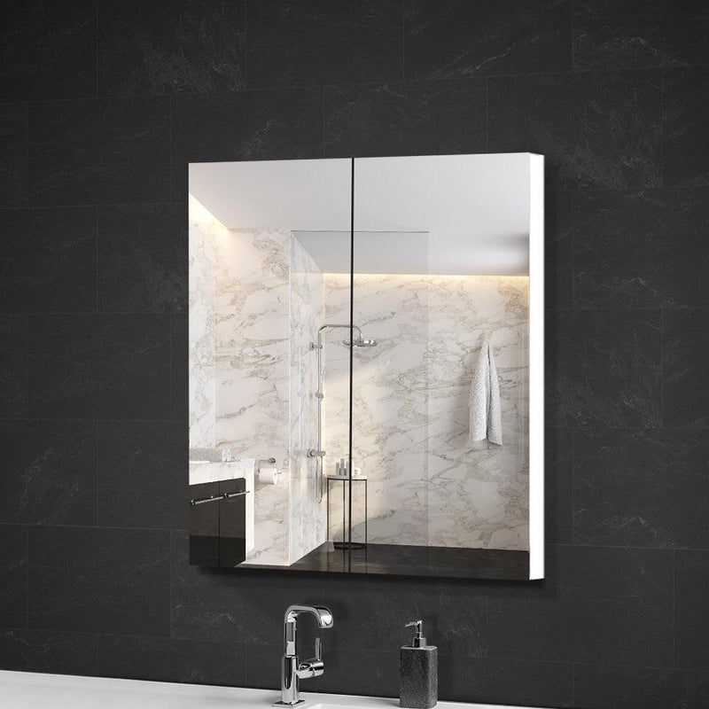 Cefito Bathroom Vanity Mirror with Storage Cabinet - White - John Cootes