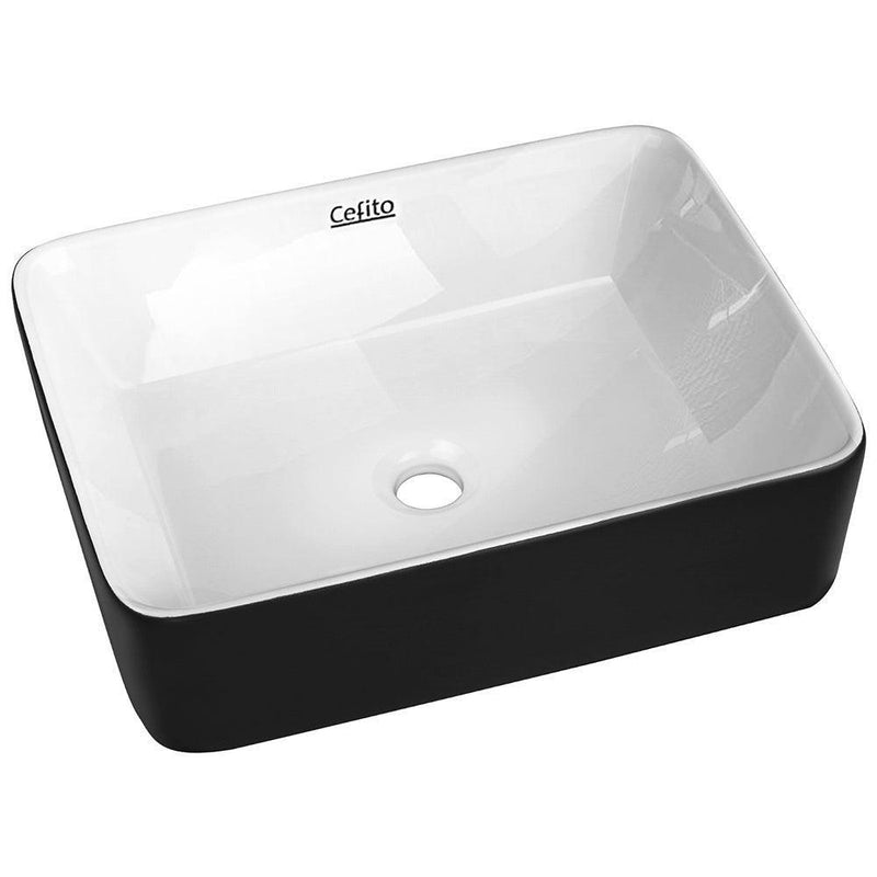 Cefito Ceramic Bathroom Basin Sink Vanity Above Counter Basins Bowl Black White - John Cootes