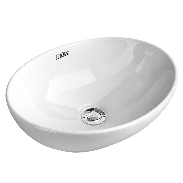 Cefito Ceramic Oval Sink Bowl - White - John Cootes