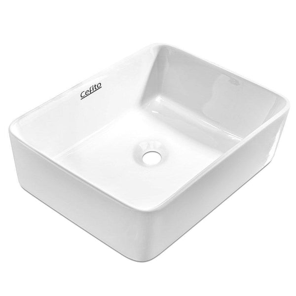 Cefito Ceramic Rectangle Sink Bowl - White - John Cootes