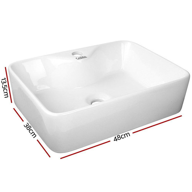 Cefito Ceramic Rectangle Sink Bowl - White - John Cootes