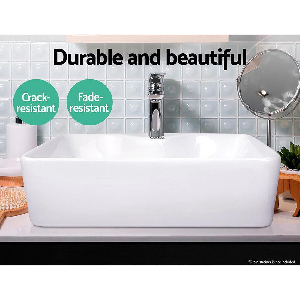 Cefito Ceramic Rectangle Sink Bowl - White - John Cootes
