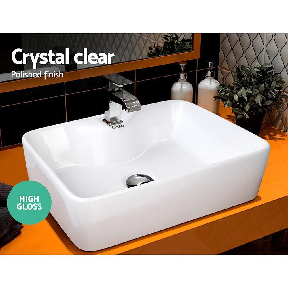 Cefito Ceramic Rectangle Sink Bowl - White - John Cootes