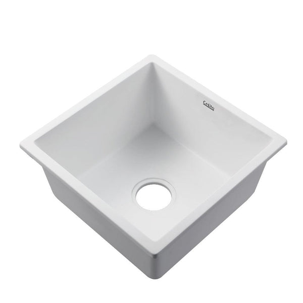 Cefito Stone Kitchen Sink 450X450MM Granite Under/Topmount Basin Bowl Laundry White - John Cootes