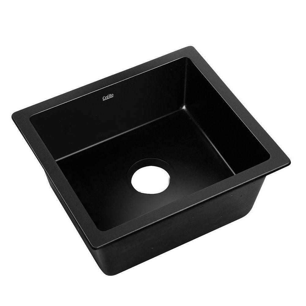 Cefito Stone Kitchen Sink 460X410MM Granite Under/Topmount Basin Bowl Laundry Black - John Cootes