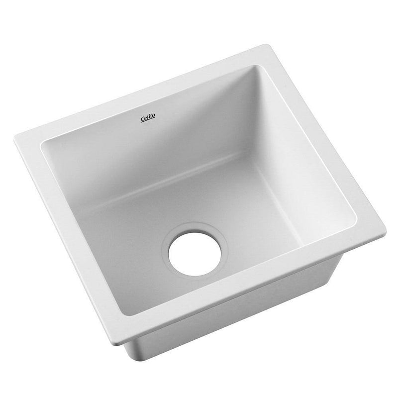 Cefito Stone Kitchen Sink 460X410MM Granite Under/Topmount Basin Bowl Laundry White - John Cootes