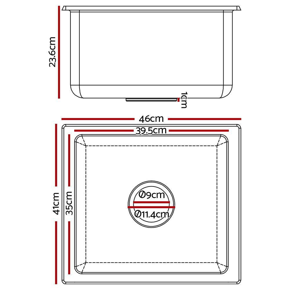 Cefito Stone Kitchen Sink 460X410MM Granite Under/Topmount Basin Bowl Laundry White - John Cootes