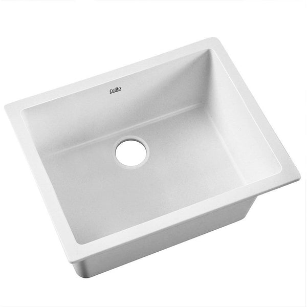 Cefito Stone Kitchen Sink 610X470MM Granite Under/Topmount Basin Bowl Laundry White - John Cootes
