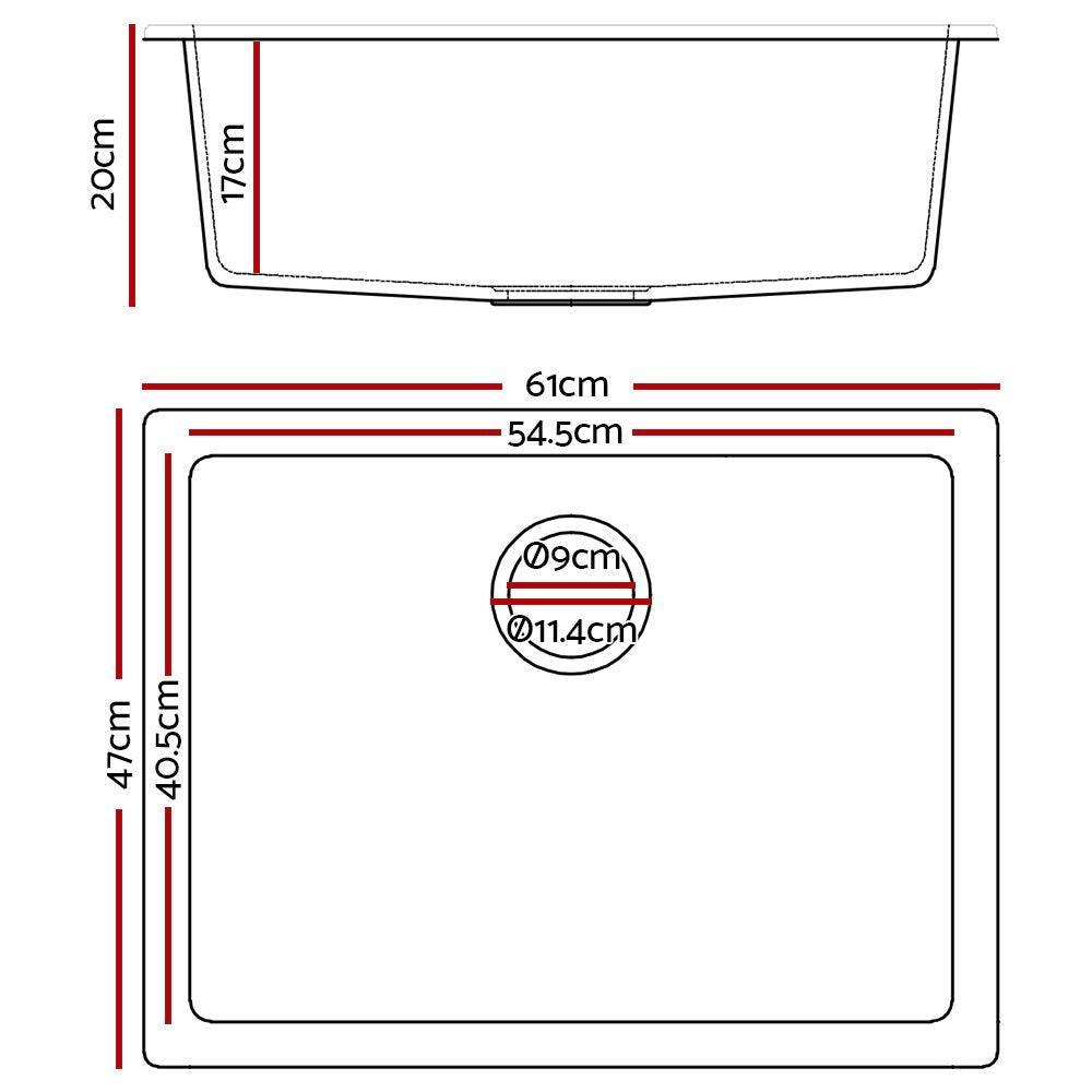 Cefito Stone Kitchen Sink 610X470MM Granite Under/Topmount Basin Bowl Laundry White - John Cootes