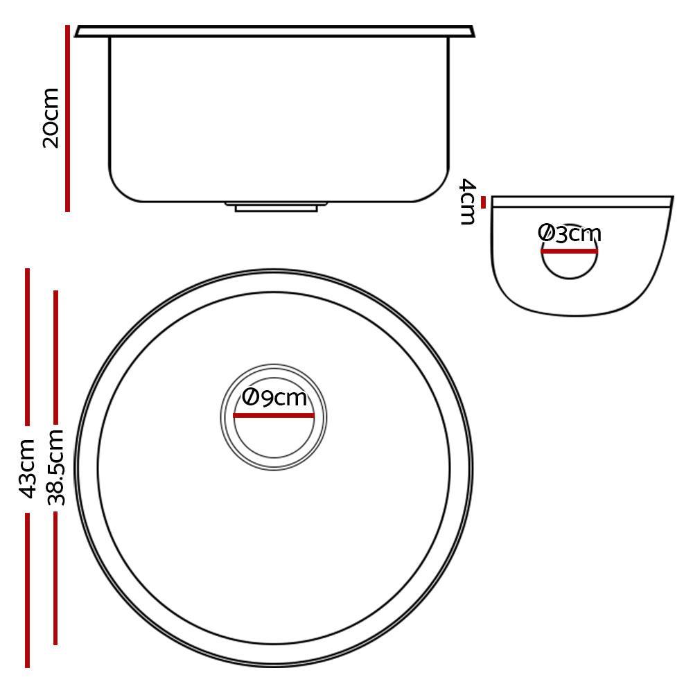 Cefito Stone Kitchen Sink Round 430MM Granite Under/Topmount Basin Bowl Laundry White - John Cootes