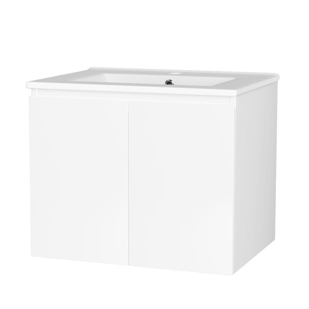 Cefito Vanity Unit Ceramic Basin Cabinet Storage Bathroom Wall Mounted 600mm White - John Cootes