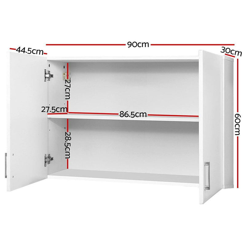 Cefito Wall Cabinet Storage Bathroom Kitchen Bedroom Cupboard Organiser White - John Cootes