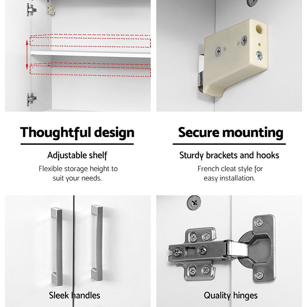 Cefito Wall Cabinet Storage Bathroom Kitchen Bedroom Cupboard Organiser White - John Cootes
