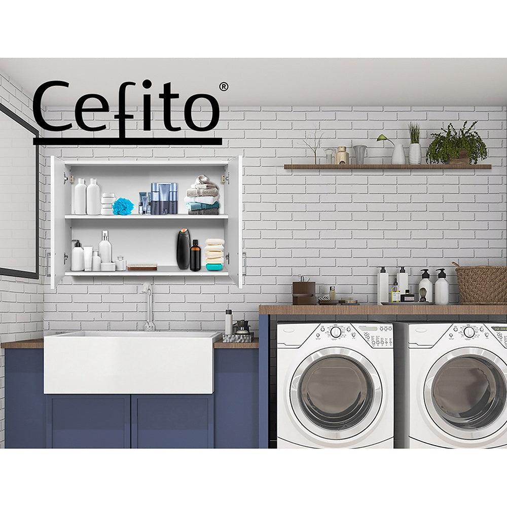 Cefito Wall Cabinet Storage Bathroom Kitchen Bedroom Cupboard Organiser White - John Cootes