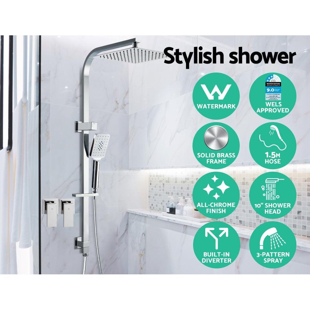 Cefito WELS 10'' Rain Shower Head Taps Round Handheld High Pressure Wall Chrome - John Cootes