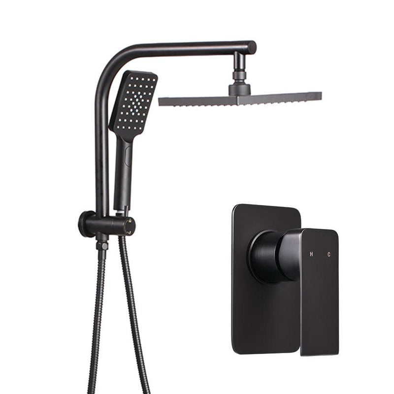 Cefito WELS 8'' Rain Shower Head Mixer Square Handheld High Pressure Wall Black - John Cootes
