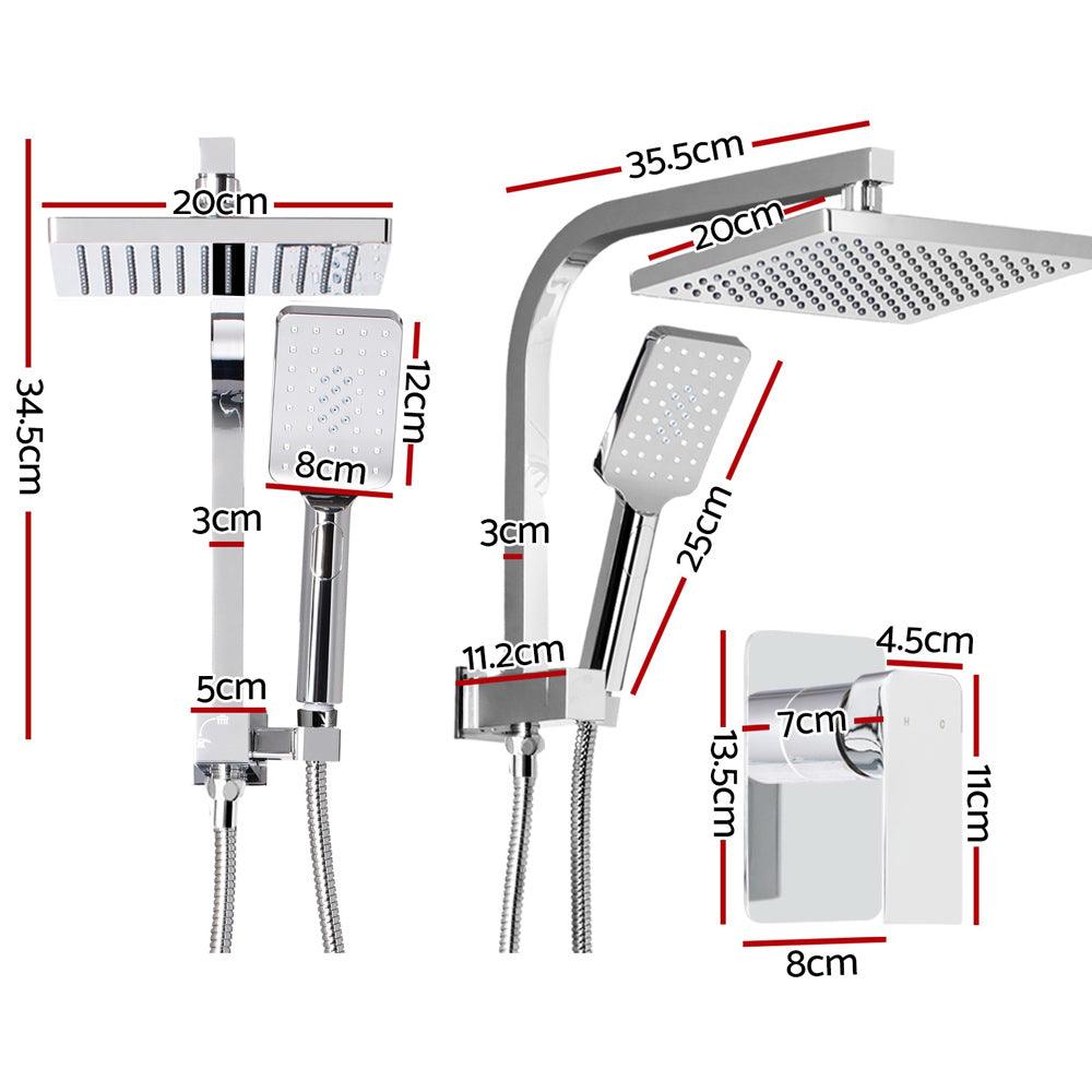 Cefito WELS 8'' Rain Shower Head Mixer Square Handheld High Pressure Wall Chrome - John Cootes