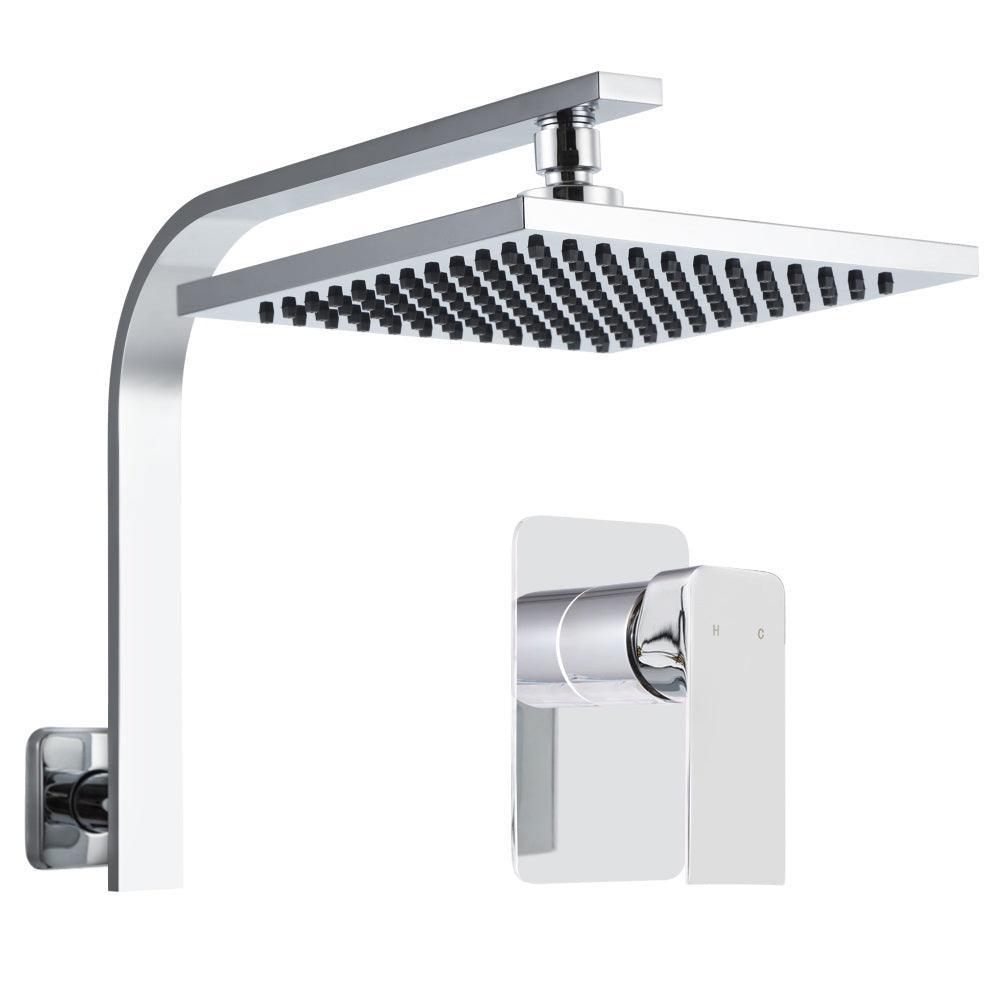 Cefito WElS 8'' Rain Shower Head Mixer Square High Pressure Wall Arm DIY Chrome - John Cootes