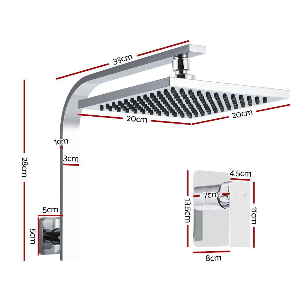 Cefito WElS 8'' Rain Shower Head Mixer Square High Pressure Wall Arm DIY Chrome - John Cootes