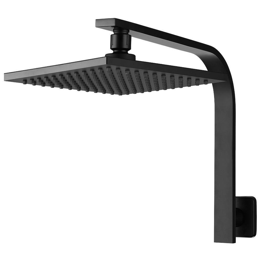 Cefito WElS 8'' Rain Shower Head Set Square High Pressure Wall Arm DIY Black - John Cootes