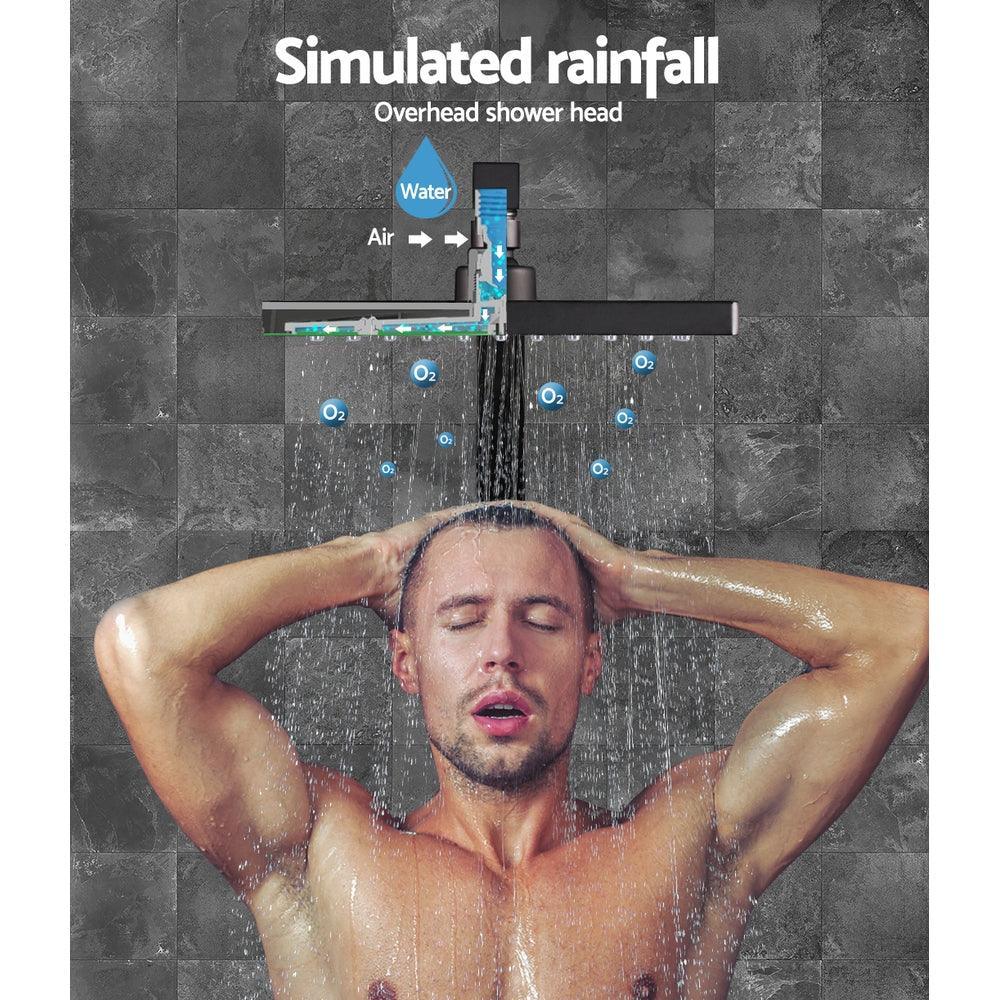 Cefito WElS 8'' Rain Shower Head Set Square High Pressure Wall Arm DIY Black - John Cootes