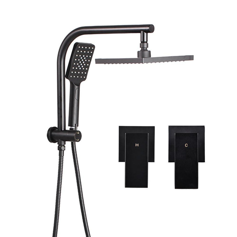 Cefito WELS 8'' Rain Shower Head Taps Square Handheld High Pressure Wall Black - John Cootes