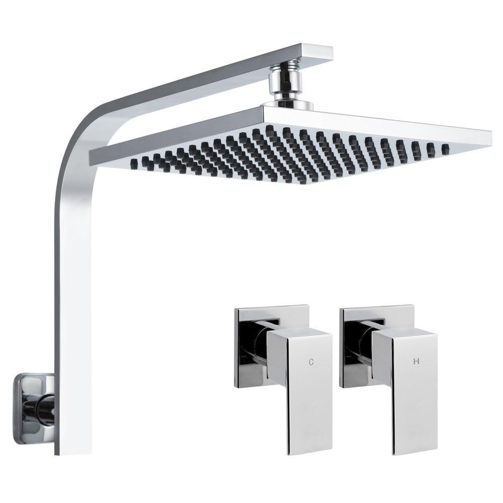 Cefito WElS 8'' Rain Shower Head Taps Square High Pressure Wall Arm DIY Chrome - John Cootes