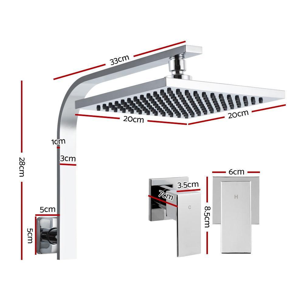 Cefito WElS 8'' Rain Shower Head Taps Square High Pressure Wall Arm DIY Chrome - John Cootes