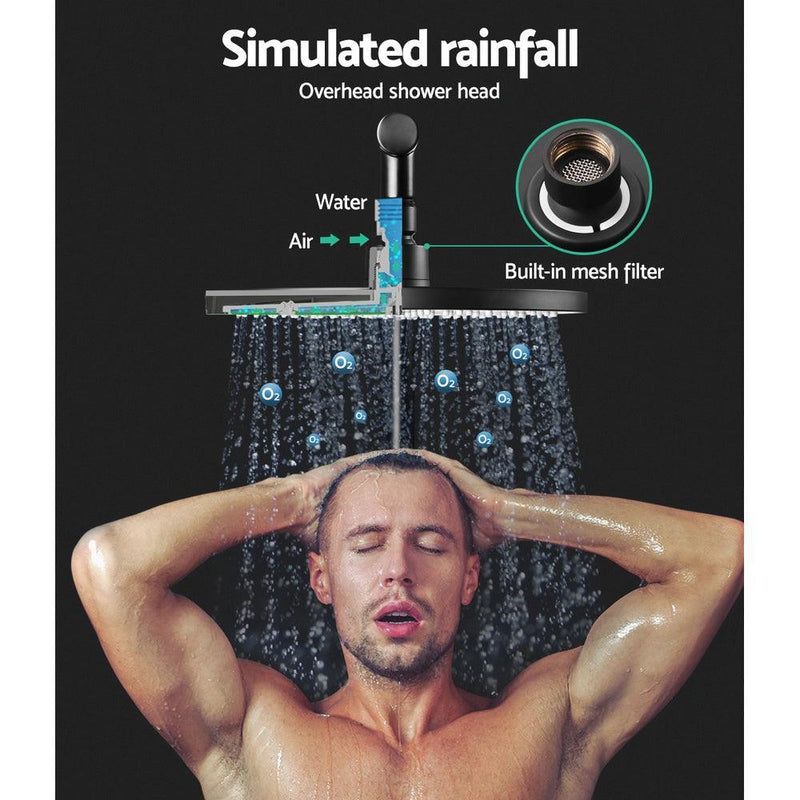 Cefito WELS 9'' Rain Shower Head Mixer Round Handheld High Pressure Wall Black - John Cootes