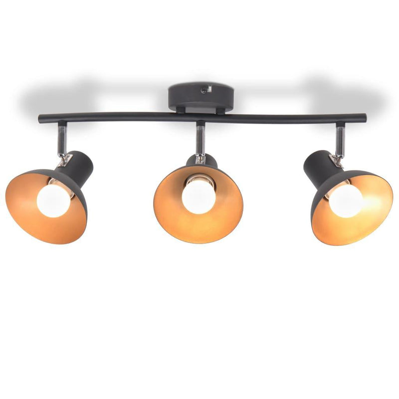 Ceiling Lamp For 3 Bulbs E27 Black And Gold - John Cootes