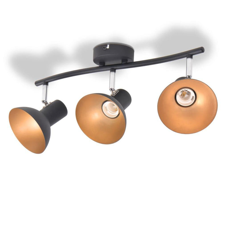Ceiling Lamp For 3 Bulbs E27 Black And Gold - John Cootes