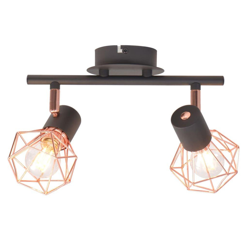 Ceiling Lamp With 2 Spotlights E14 Black And Copper - John Cootes