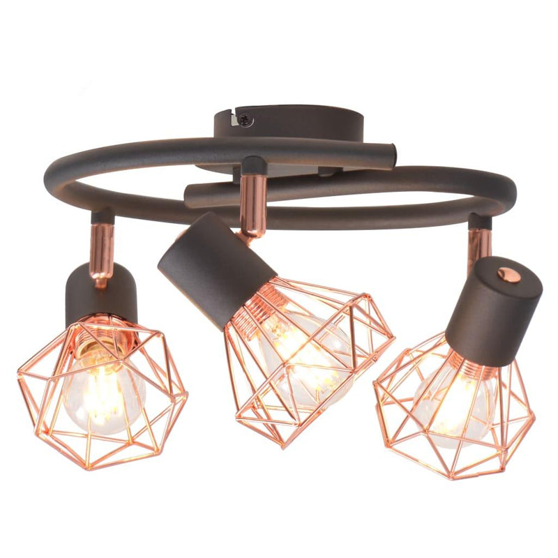 Ceiling Lamp With 3 Spotlights E14 Black And Copper - John Cootes