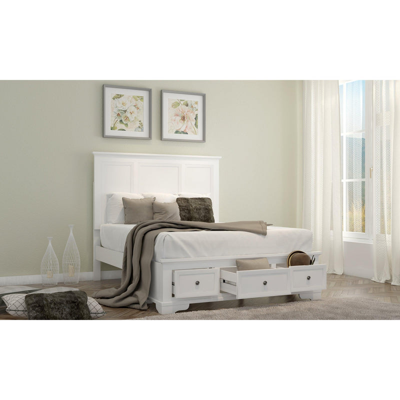 Celosia Queen Size Bed Frame Timber Mattress Base With Storage Drawers - White - John Cootes