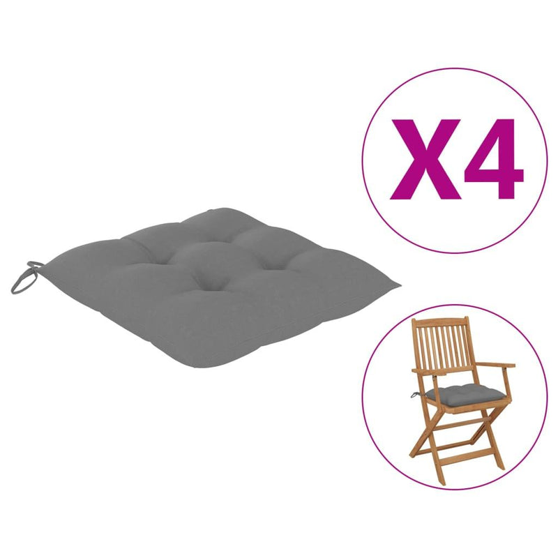 Chair Cushions 4 Pcs Grey 40x40x7 Cm Fabric - John Cootes