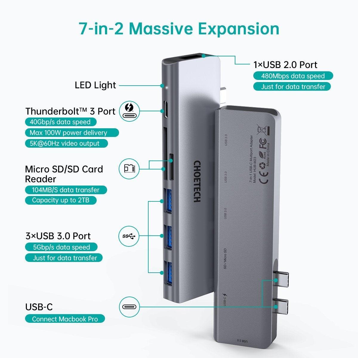 CHOETECH HUB-M23 7-in-1 MacBook Pro USB Adapter - John Cootes