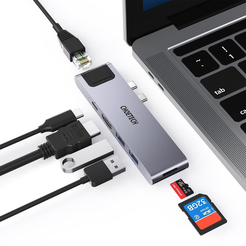 CHOETECH HUB-M24 7-in-2 MacBook Pro/Air USB Adapter USB-C Hub - John Cootes